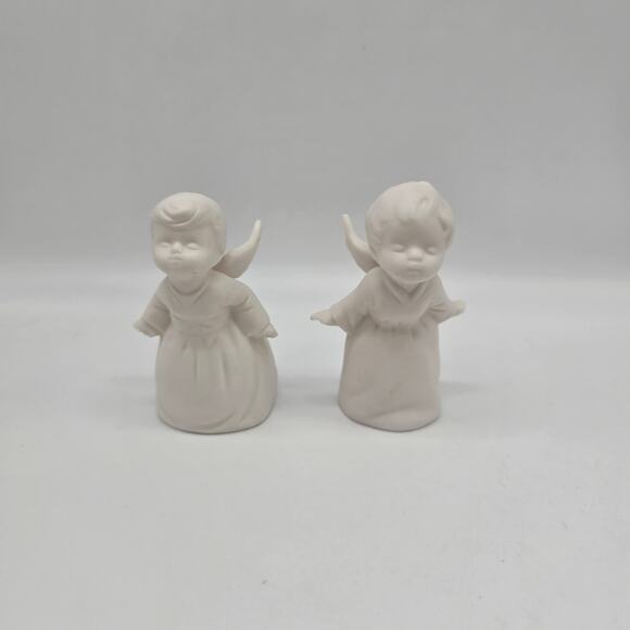 Vintage Schmid Brothers Figurine Kissing Angels Set of 2 White Japan 1960's - Picture 2 of 6